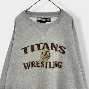 【PENNANT】レスリング TITANS WRESTLING ロゴ プリント スウェット トレーナー プルオーバー M グレー US古着