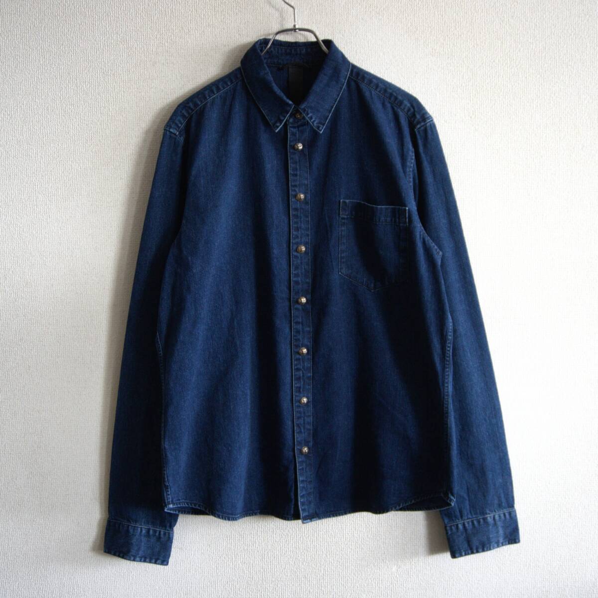 【最高級】CHROME HEARTS【Y NOT Loose Ends Leather Cross Patch Denim Shirt】XL クロムハーツ デニム シャツ 26060120 最高級】CHROME HEARTS【Y NOT Loose Ends Leather Cross Patch Denim