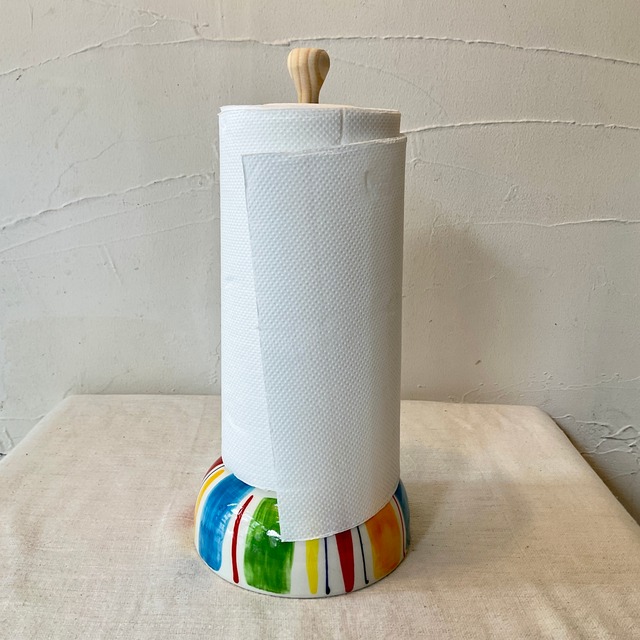 【スペイン陶器】キッチンペーパーホルダー（ストライプ）
