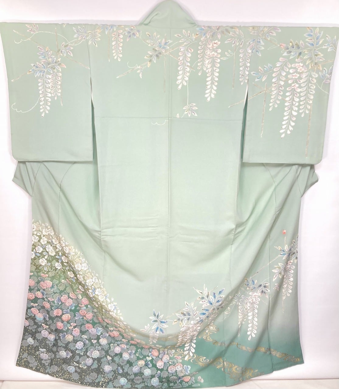 希少品 作家物 藤の花 絞り トールサイズ 落款 訪問着 正絹 袷
