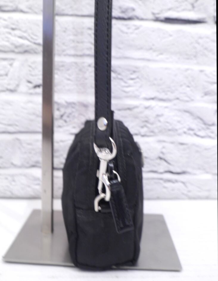 PRADA ミニショルダーバッグ クロスボディ テスートナイロン 黒 美品】 PRADA プラダ テスート ナイロンxレザー クロスボディ ミニ