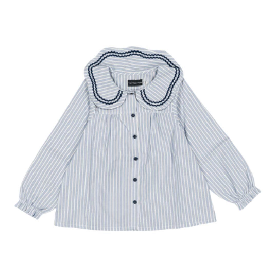 【予約・特典あり】Maison Marelle / Blouse PASSY - blue stripes / 6Y~12Y