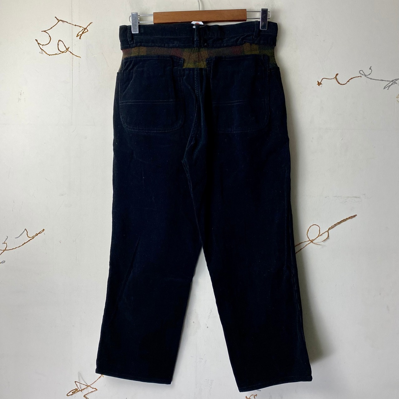 COMME des GARCONS HOMME PLUS EVERGREEN check switching black corduroy pants