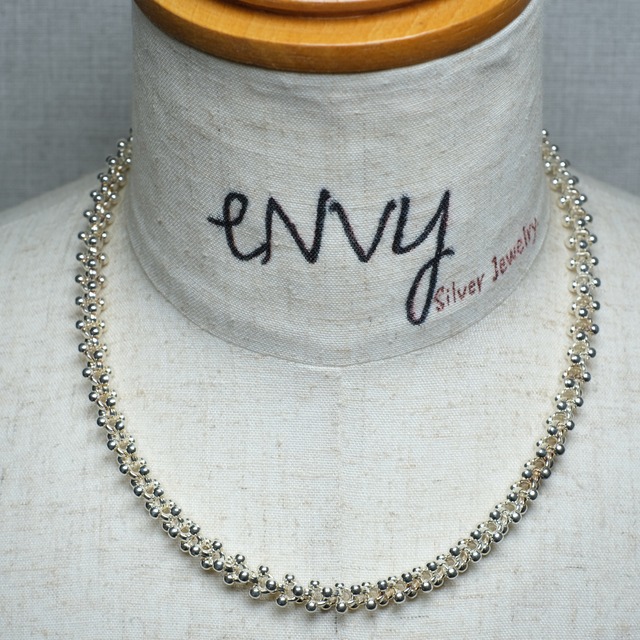 シルバー925 silver ワイドボールデザインネックレス/軽研磨仕上げ/50cm