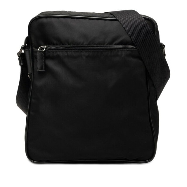 プラダ 三角ロゴプレート 斜め掛け ショルダーバッグ V160 ブラック ナイロン レディース PRADA 【中古】