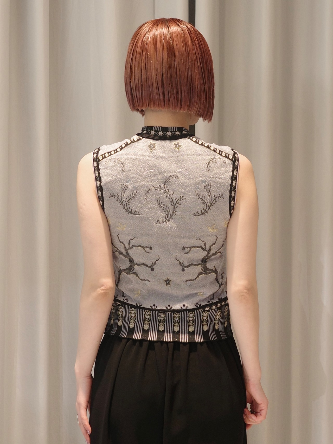 【26SS】Mame Kurogouchi マメ クロゴウチ / Layered Jacquard Sleeveless Knit Top - 3