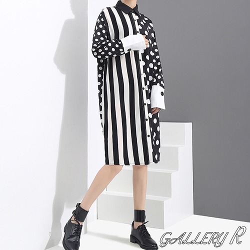 ストライプ　ブラウス　ロングブラウス