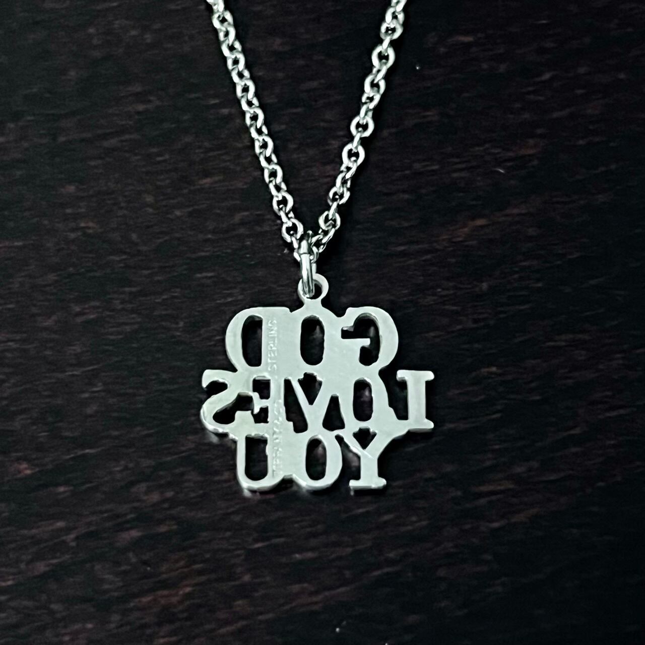 VINTAGE TIFFANY & CO. GOD LOVES YOU Charm Necklace Sterling Silver