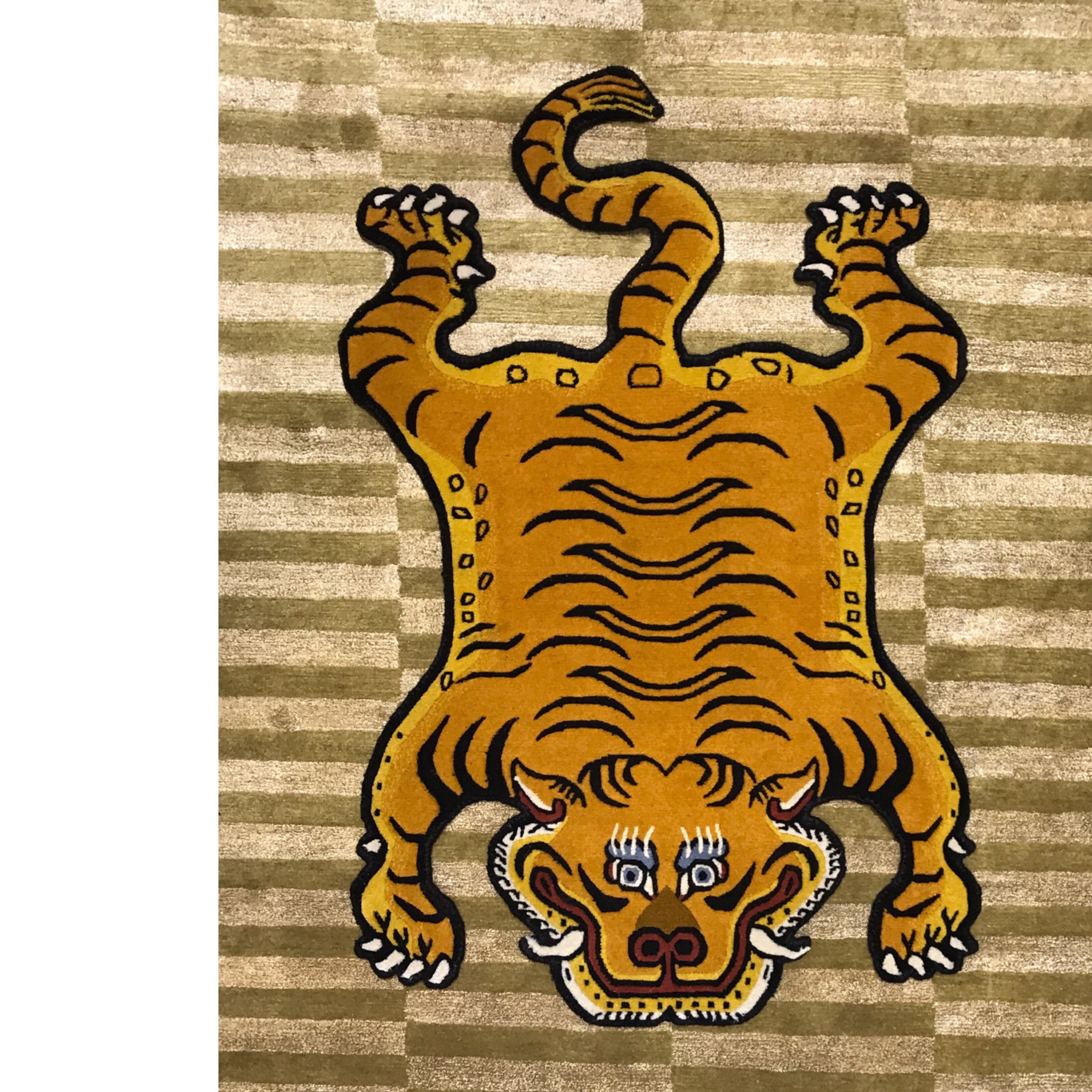 S 520 チベタンタイガーラグ ☆ TIBETAN TIGER RUG WOOL ☆ HANDMADE