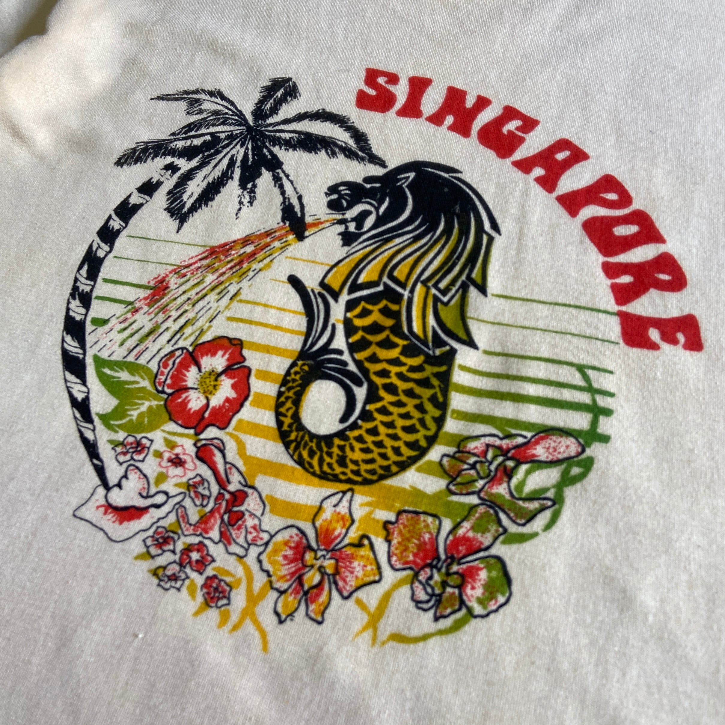 70年代 ヴィンテージ シンガポール スーベニア プリント Tシャツ メンズM相当 古着 レディース 70s ビンテージ  ライトオレンジ【Tシャツ】【FSS2308-50b】【CS2312-AL2】 | cave 古着屋【公式】古着通販サイト
