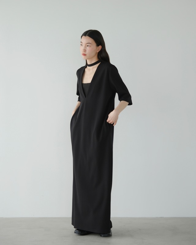 bowtie V-neck one-piece -made in japan-