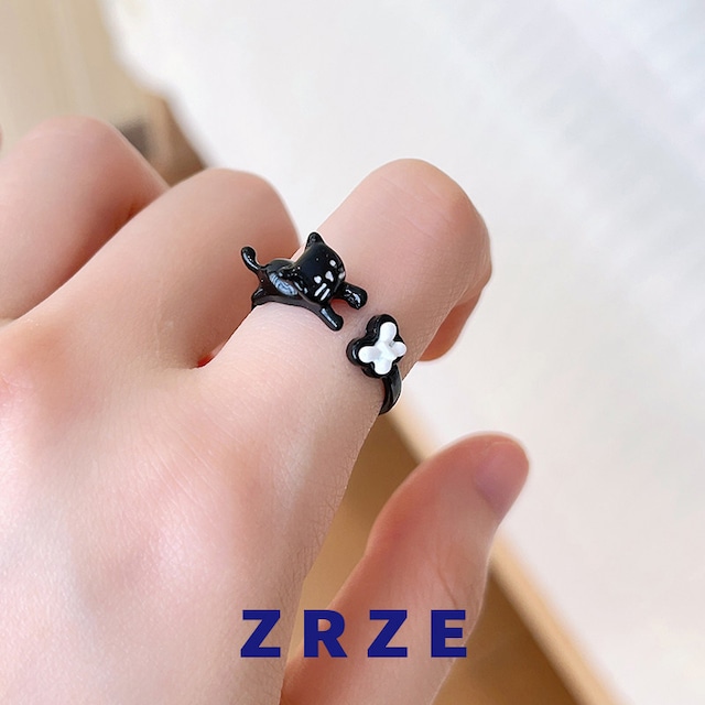 ✿黒猫と過ごす、小さな非日常！【ZRZEシリーズ】★指輪★ ネコ 猫 ねこ アクセサリー 小物 可愛い カートゥーン