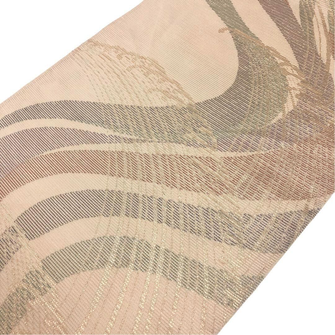 夏帯 袋帯 紗 流水波模様 金糸 鳥の子色 O-3629 | リユース着物わびさび 