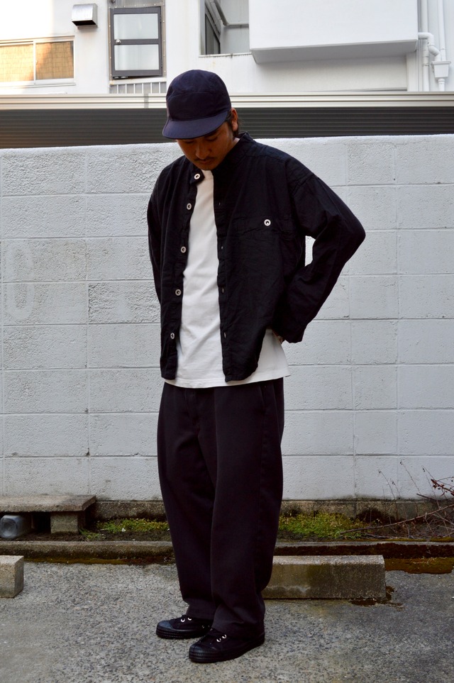 French Army 40s reproduction Bourgeron Shirts Jacket Dyed Black フランス軍 ボージョンジャケット 黒染め リネンシャツジャケット