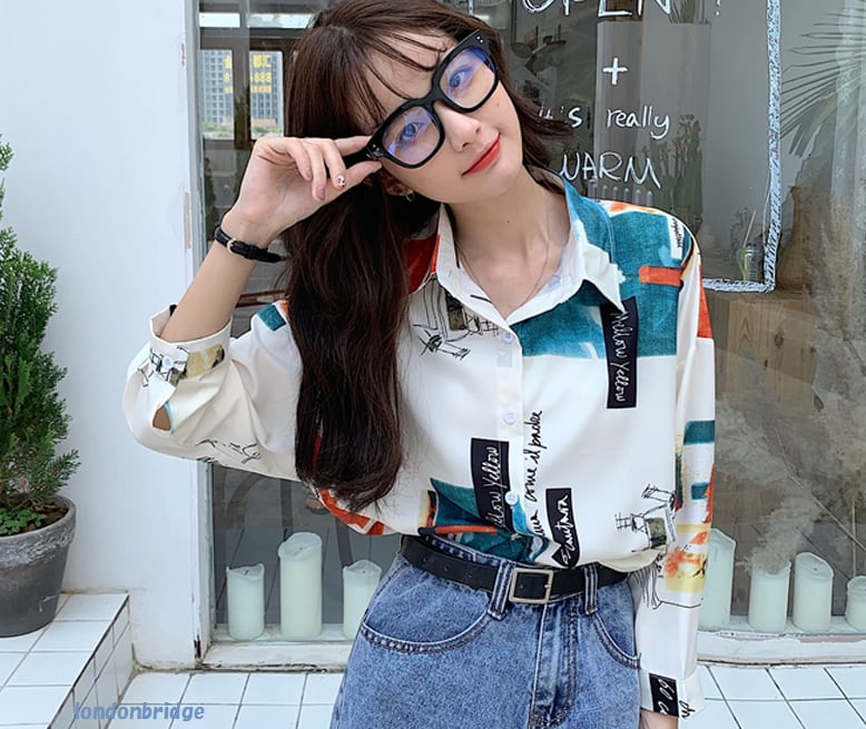 【コーデのアクセントに☆レディース おしゃれ 柄シャツ】シャツ ブラウス レディース 柄シャツ 長袖シャツ 羽織り おしゃれ かわいい アロハ 春 秋  オーバーサイズ ゆったり 大きいサイズ 個性的 送料無料 | 韓国レディース キッズファッション『londonbridge』（ロンドンブリッジ） ...