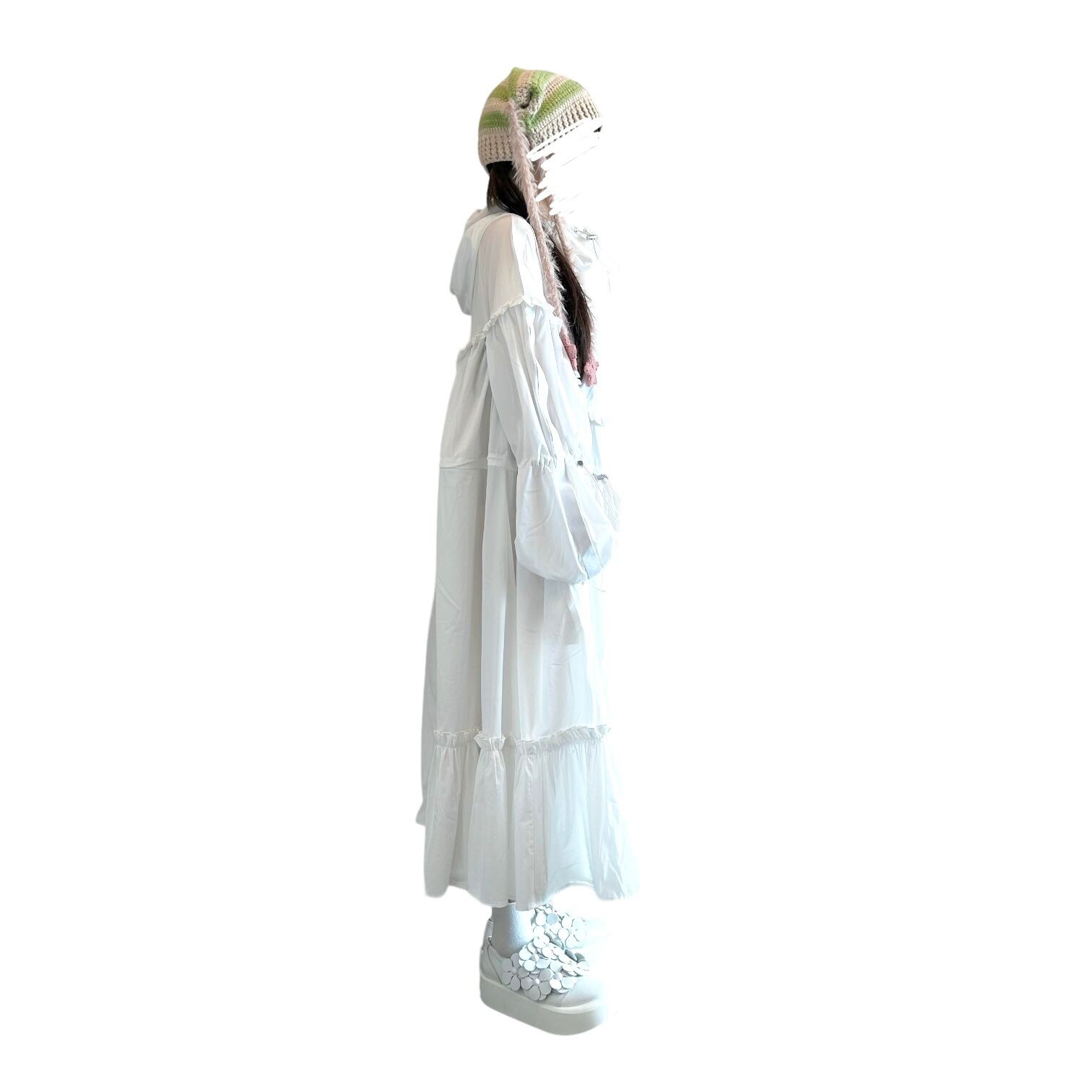 ナイロンフーディーワンピース WHITE | HEIHEI