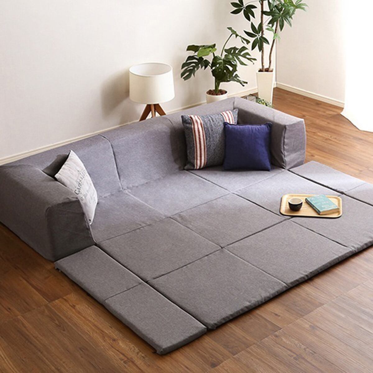 フロアマット付きソファMサイズ 幅200cm お家で洗えるカバーリングタイプ Plateau