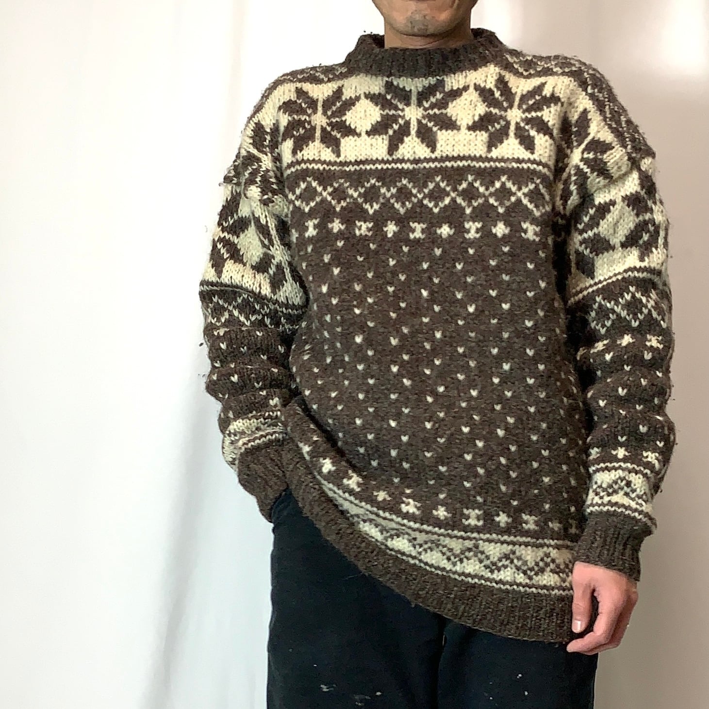 vintage old 90s Ecuador wool knit sweater MADE IN NEPAL エクアドル