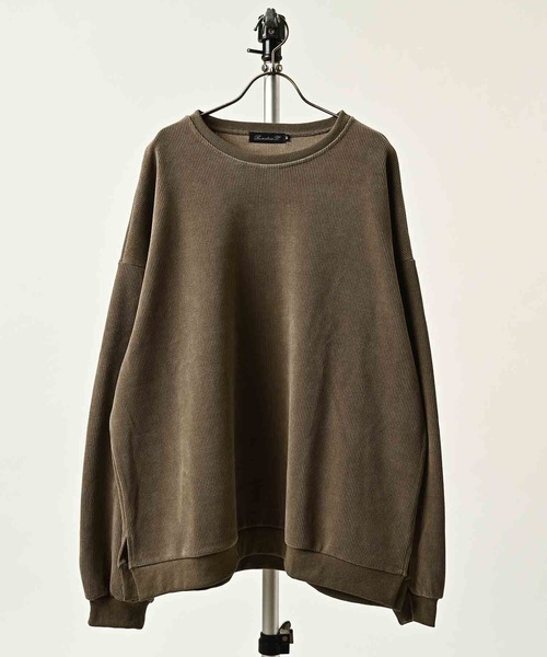Revertical Corduroy-touch oversized crew neck (GRG) RV8803