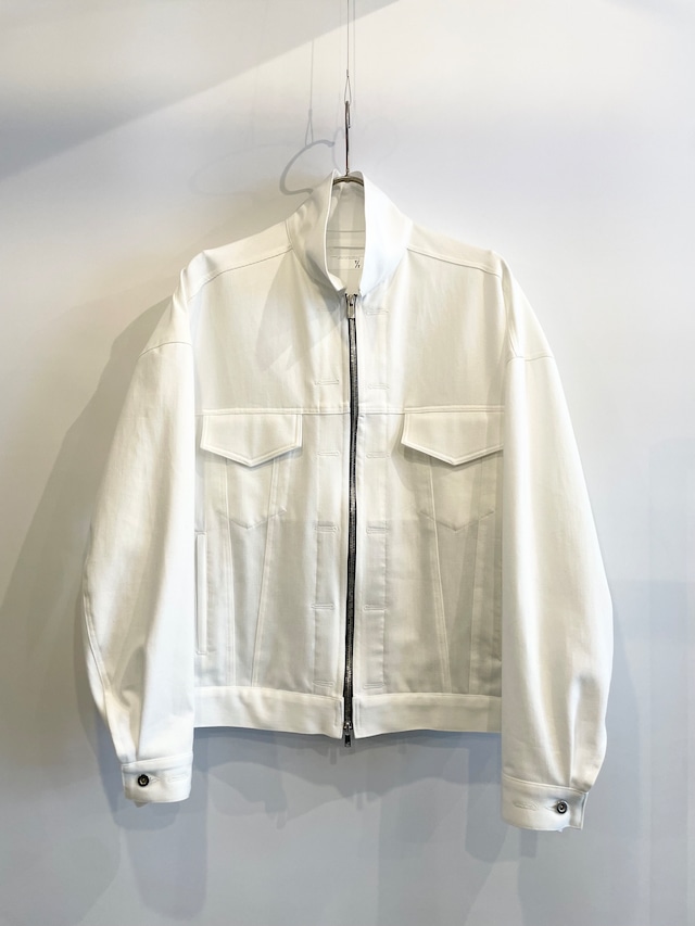 T/f Lv5 center zip 12oz denim jacket - white