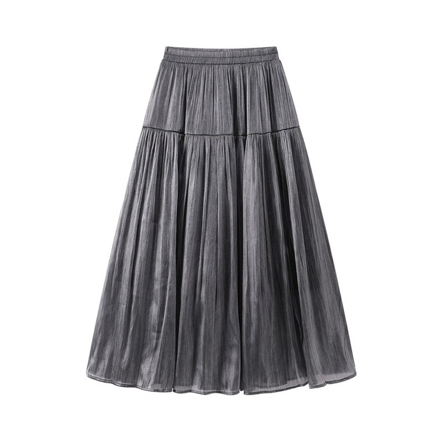 Shiny gather flare skirt　M740