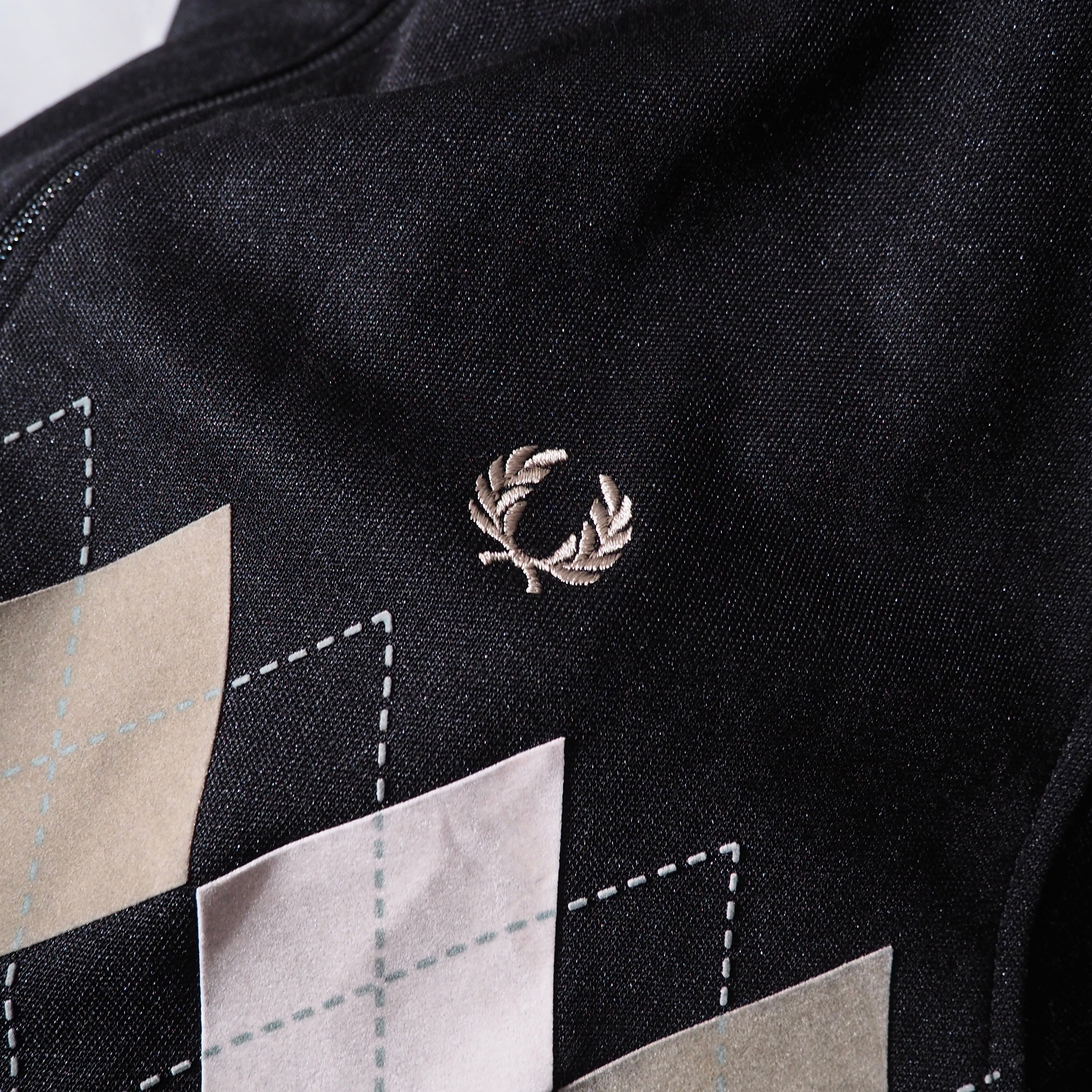 " FRED PERRY " Suede Diamond Pattern vintage High neck Track jacket (made in portugal)