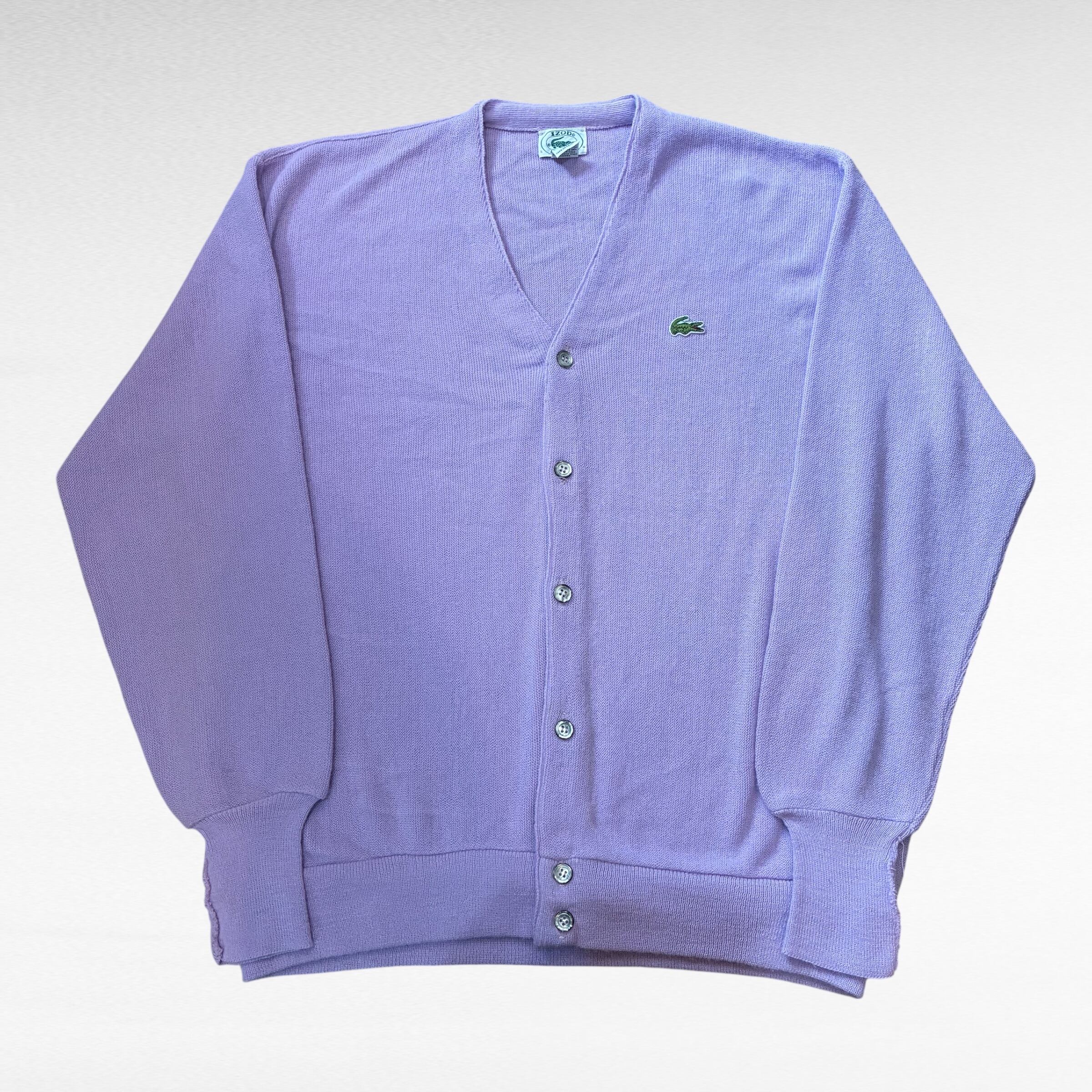 80s 90s IZOD LACOSTE one point logo acrylic cardigan | 仙台 古着屋