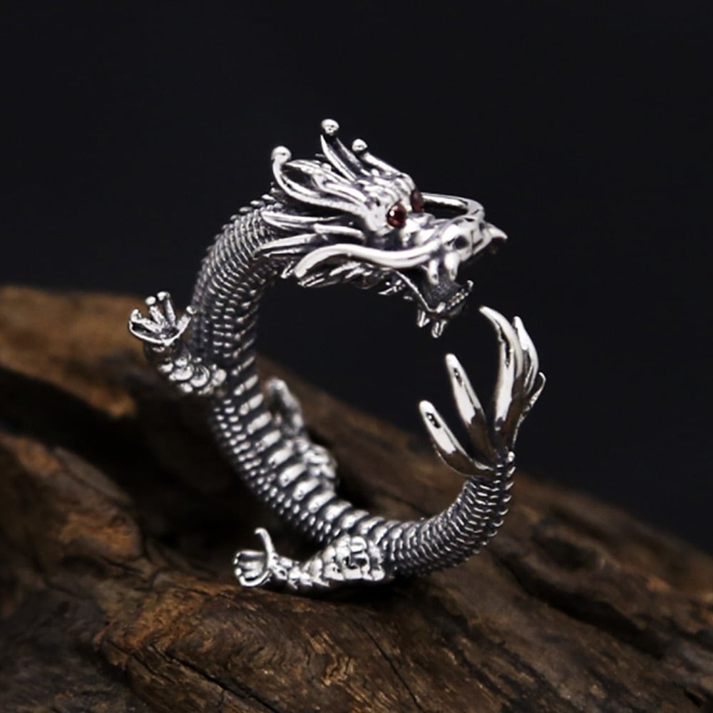 売り切れ必至！ シルバー メンズ リング ドラゴン 個性的 龍 指輪 韓国