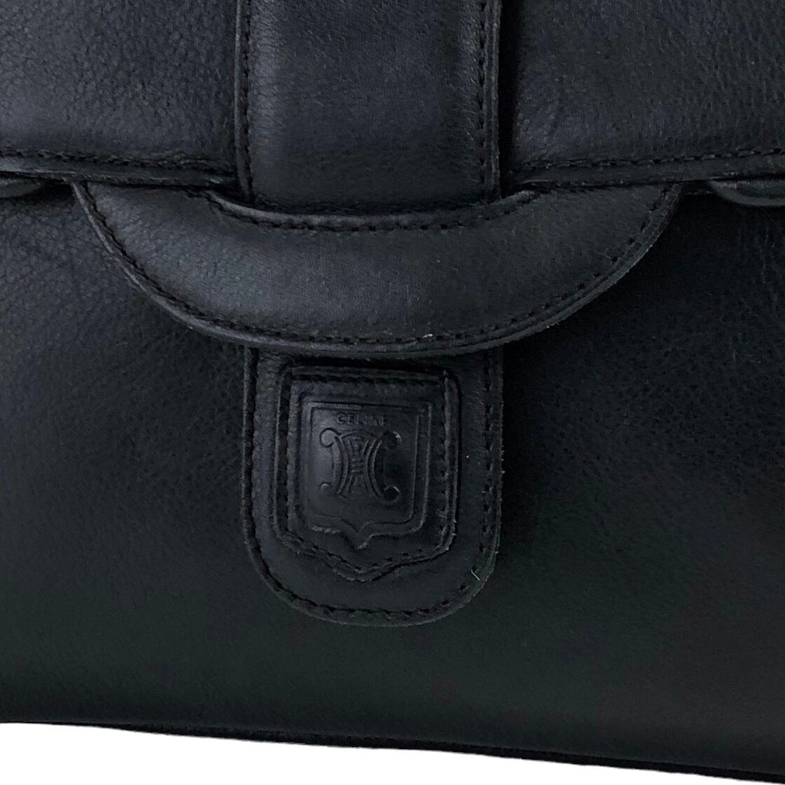 CELINE セリーヌ ブラゾン型押し ショルダーバッグ ブラック レザー