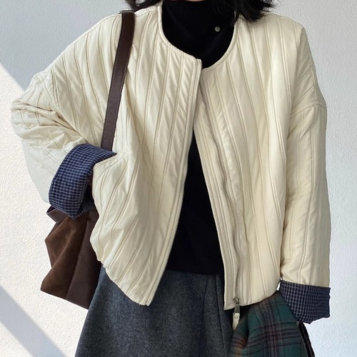 ノーカラージップアップジャケット ・19979