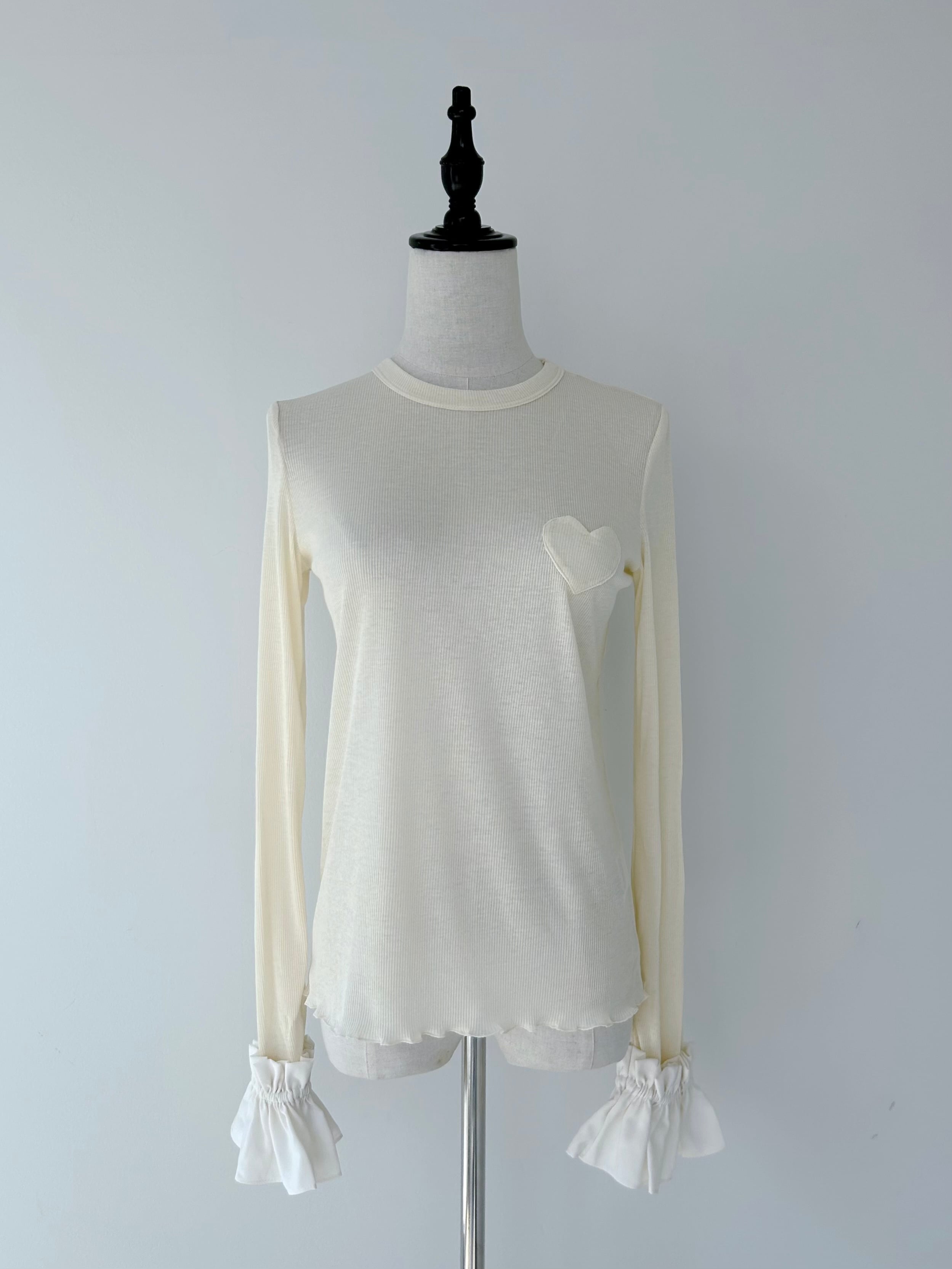 MUVEIL フリルカットソー MUVEIL フリルハートパッチカットソー | KOKO
