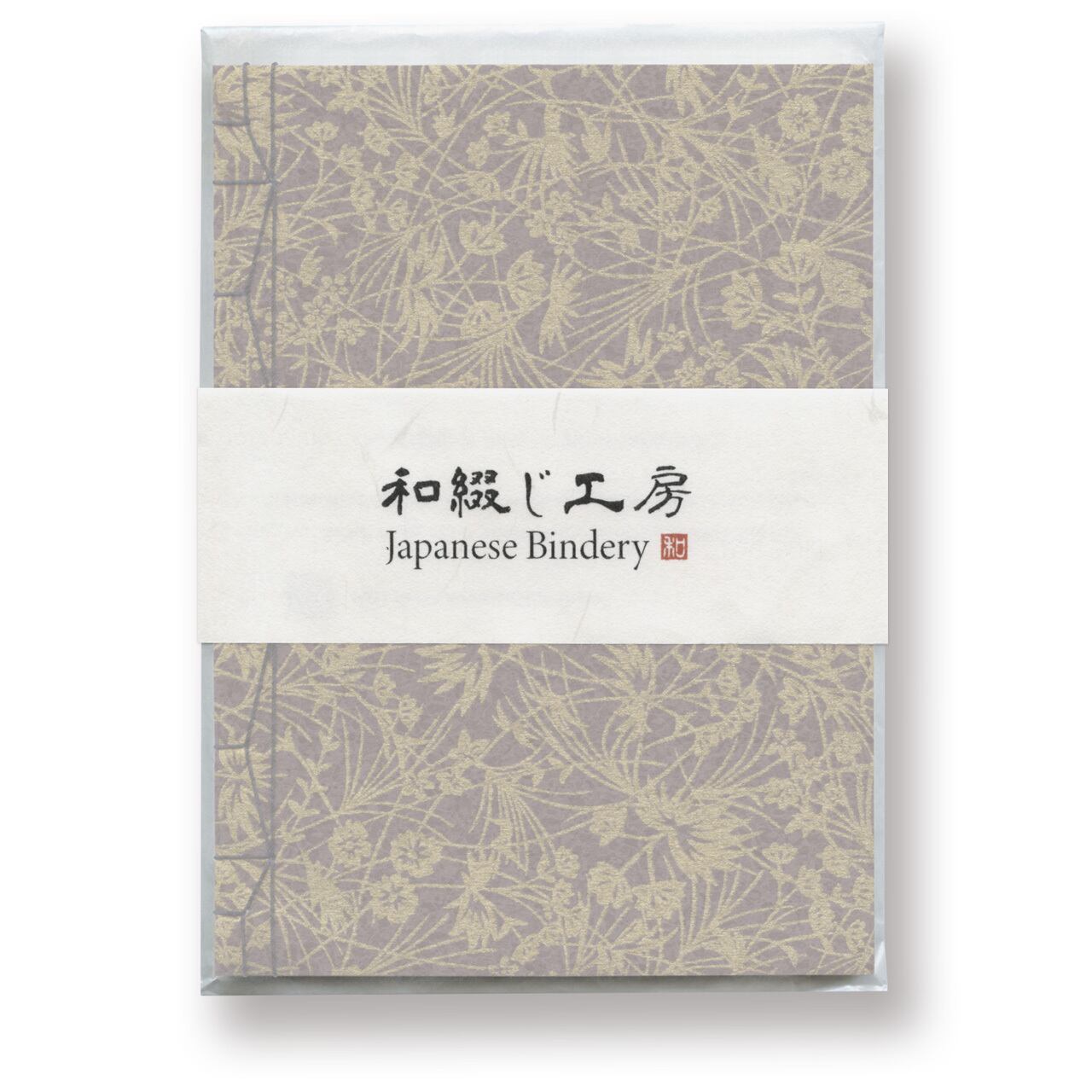 草花葉 —Brown background with gold flowers and grasses in Japanese