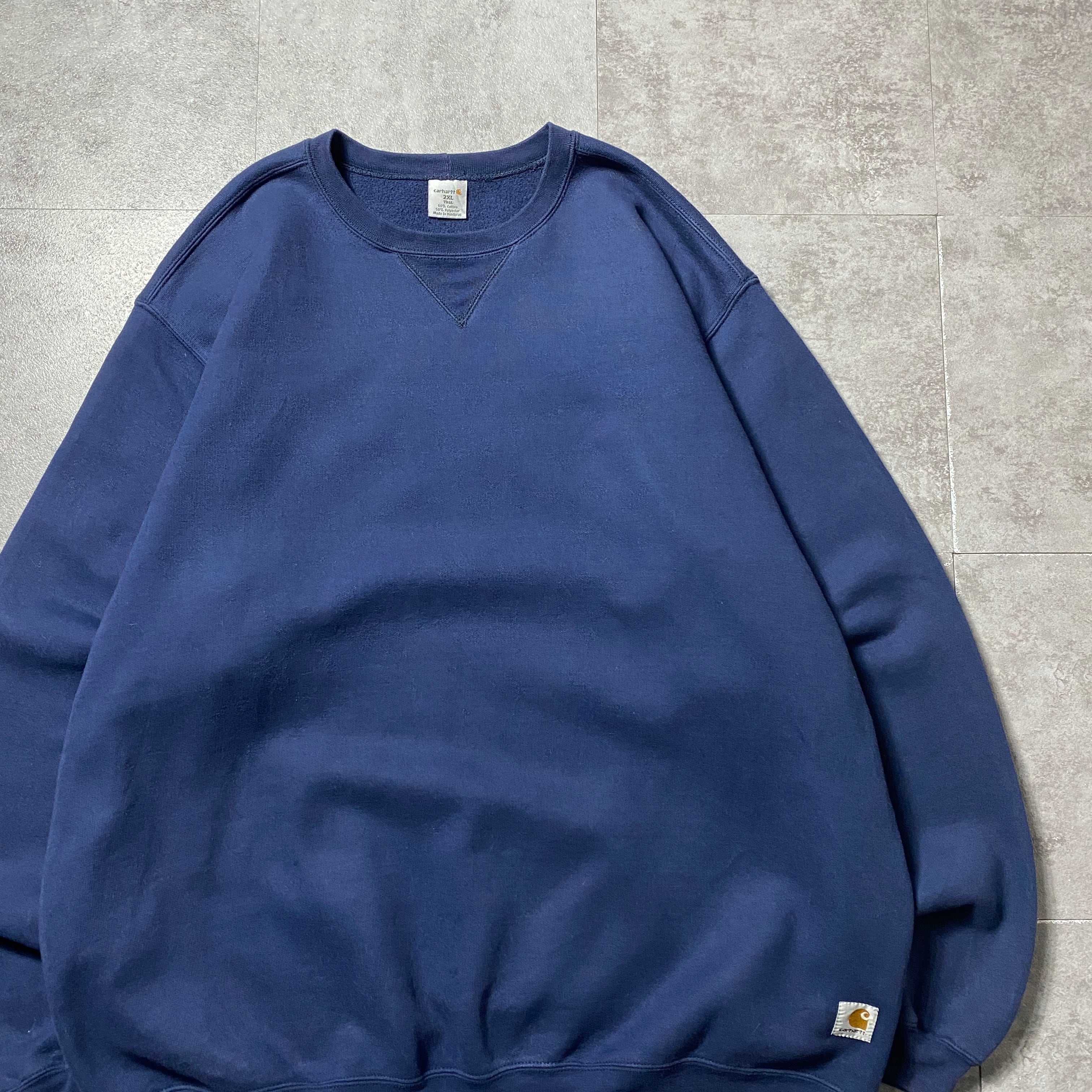 carhartt カーハート 裾先ラベルロゴ 前V 無地 2XLサイズ ネイビー