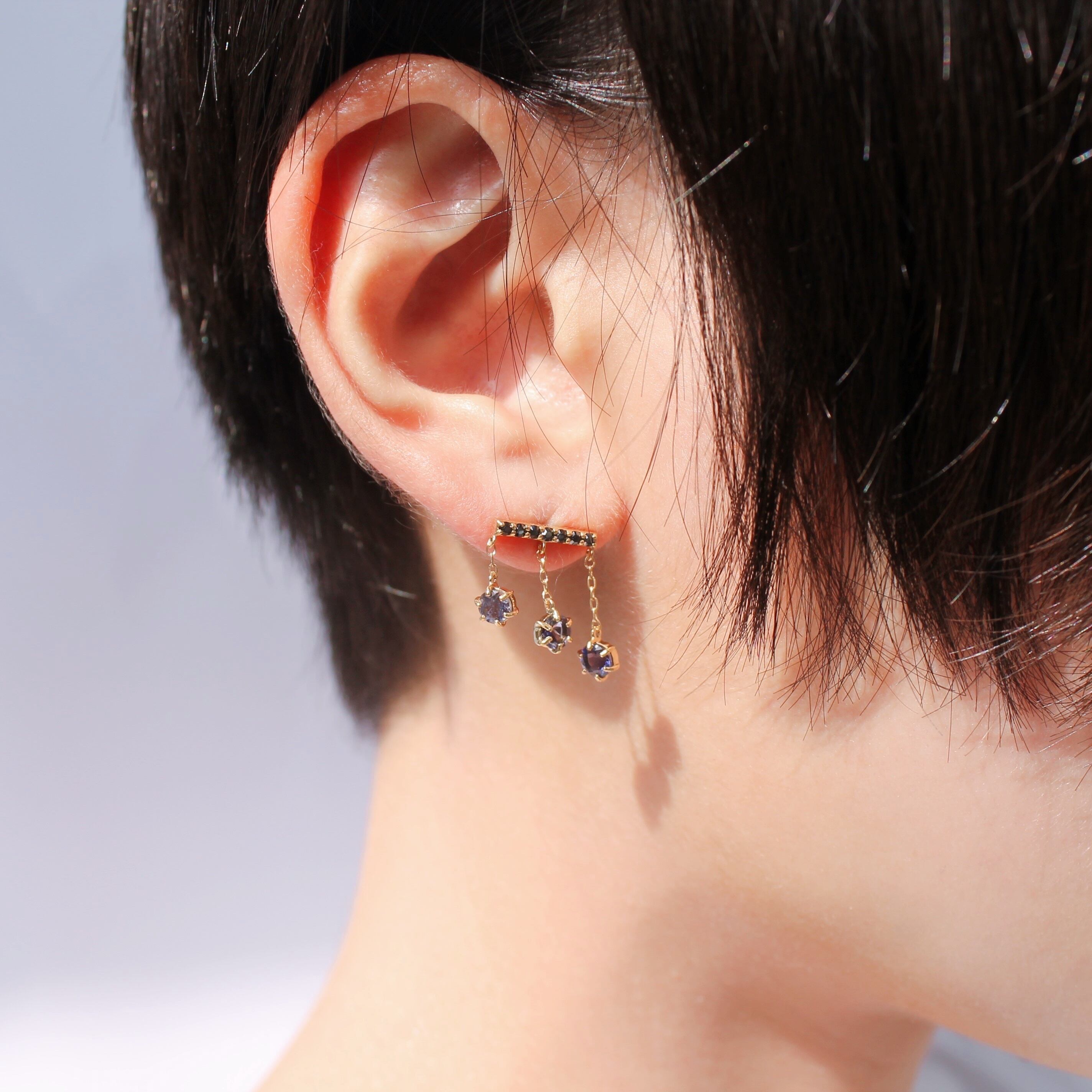 triplet] アイオライト ピアス (ゴールド) | GRAVITAS JEWELRY