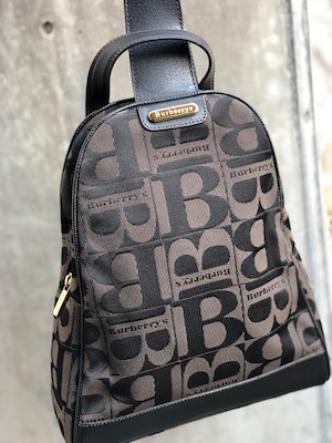 Burberrys　バーバリーズ　ロゴ　ジャガード×レザー　ボディバッグ　ブラウン　vintage　ヴィンテージ　オールド　asmauk