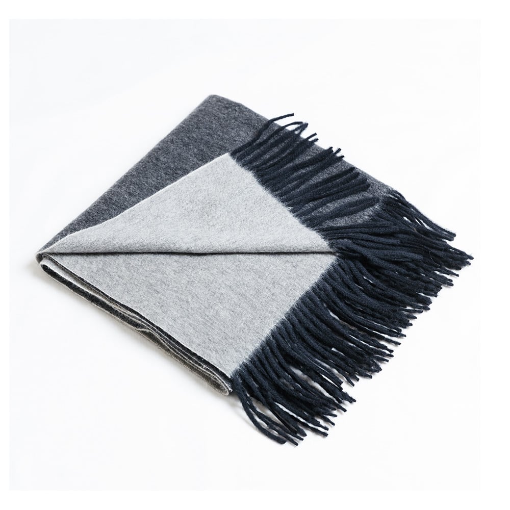 カシミヤ 100％ 大判 ストール 210x 65 両面配色 厚手 ユニセックス 全