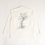 One Family / Open Collar Shirt / Lily Flower / Off White  / Size L [One Of A Kind]