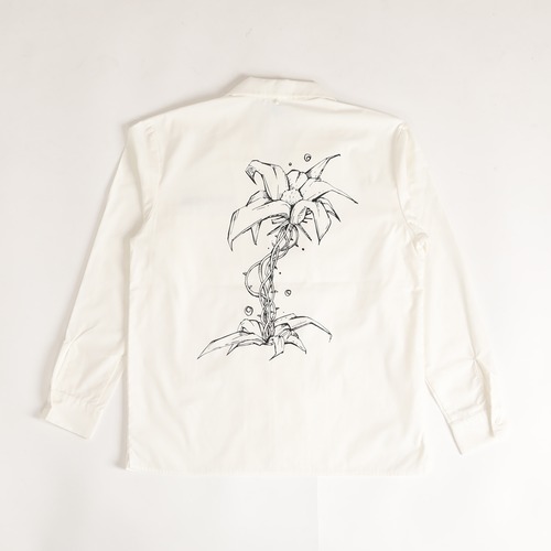 One Family / Open Collar Shirt / Lily Flower / Off White  / Size L [One Of A Kind]