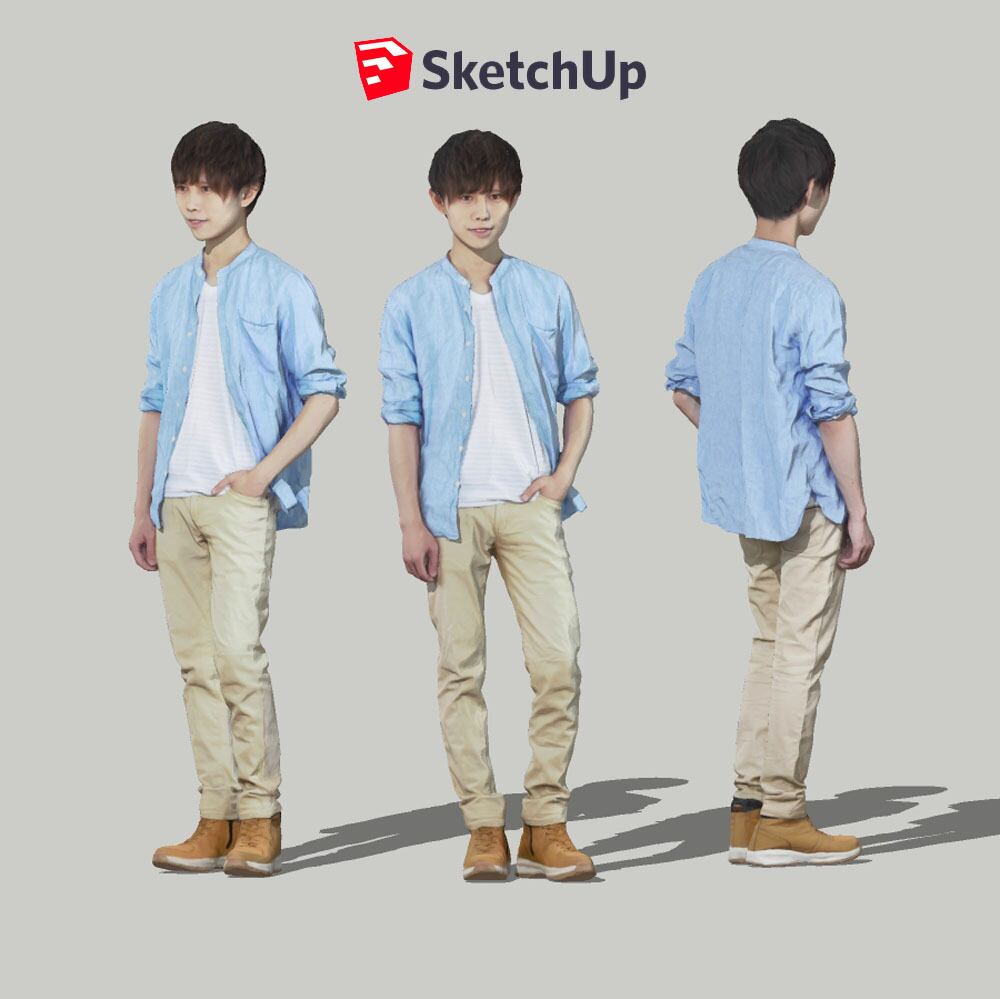 SketchUp素材　3D人物モデル ( Posed ) 033_Toru - 画像1