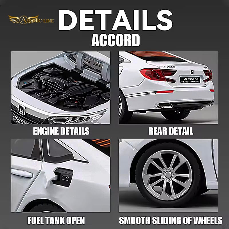 HONDA アコード CV3 1/24 ミニカー 全3色 ライト点灯 エンジンサウンド