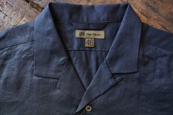 Nigel Cabourn オープンカラーシャツ - リネンツイル / OPEN COLLAR SHIRT - LINEN TWILL men's  Navy | ～ c o u j i ～ powered by BASE