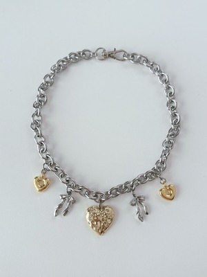 silver × gold heart necklace