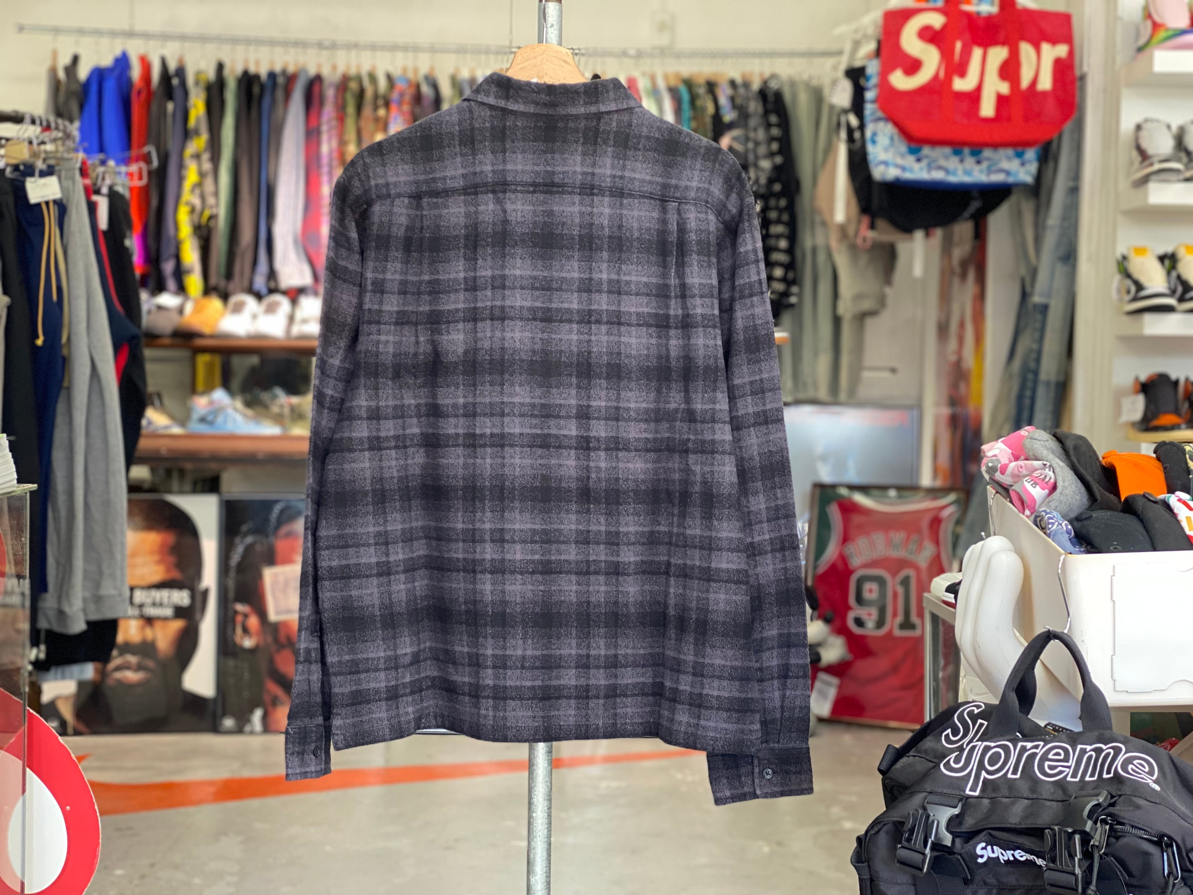 Supreme 21SS PLAID FLANNEL SHIRT BLACK MEDIUM 130KC3708 | BRAND  