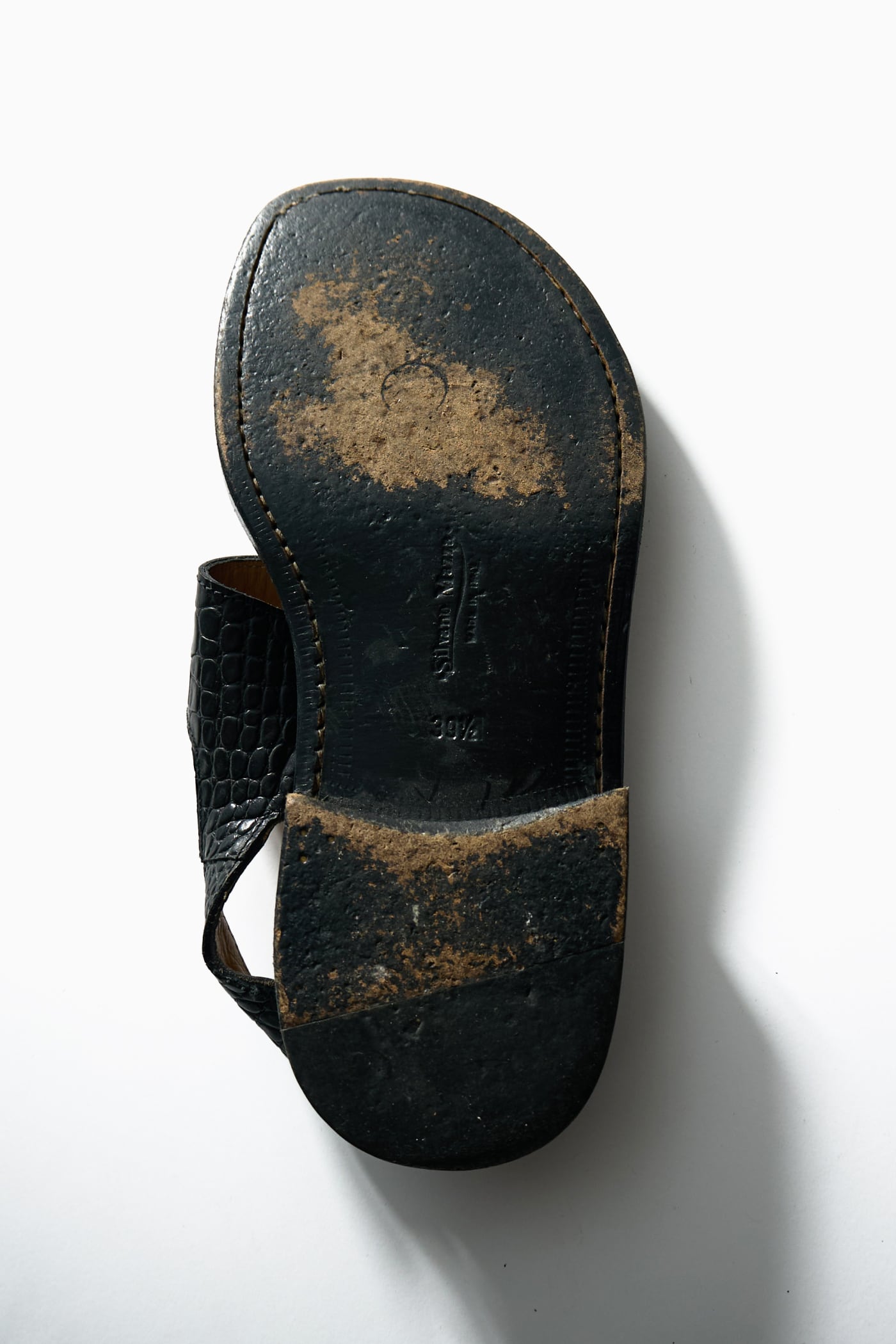 イタリア製】 Silvano Mazza LEATHER STRAP SANDALS BLACK FAUX