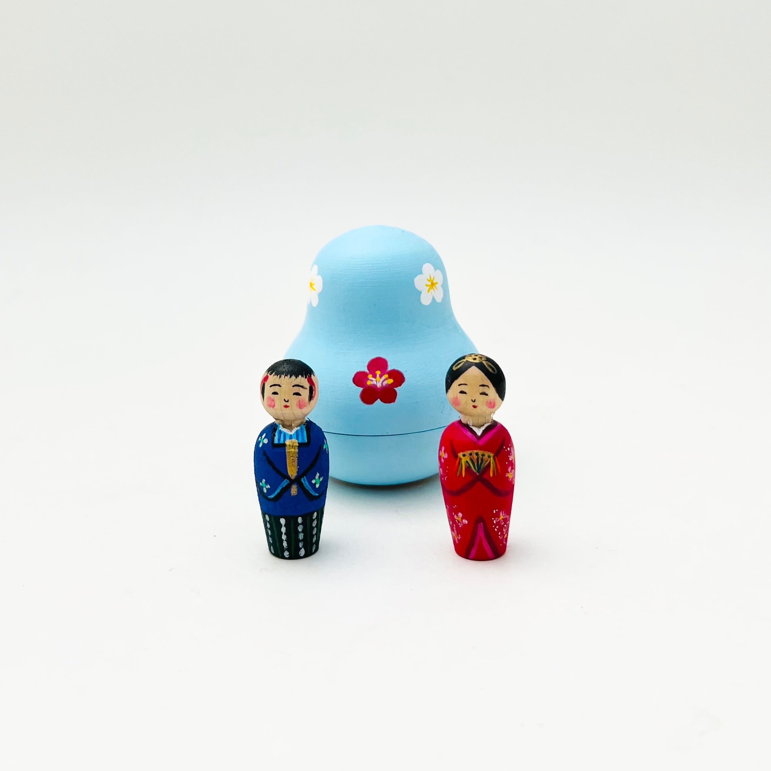 ミニ雛こけしペア(春色のケース入り)描彩/笹原綾工人