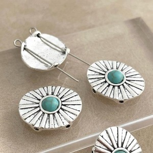 オーバルネイティブ幾何学ターコイズ4ホールパーツ/スペーサー