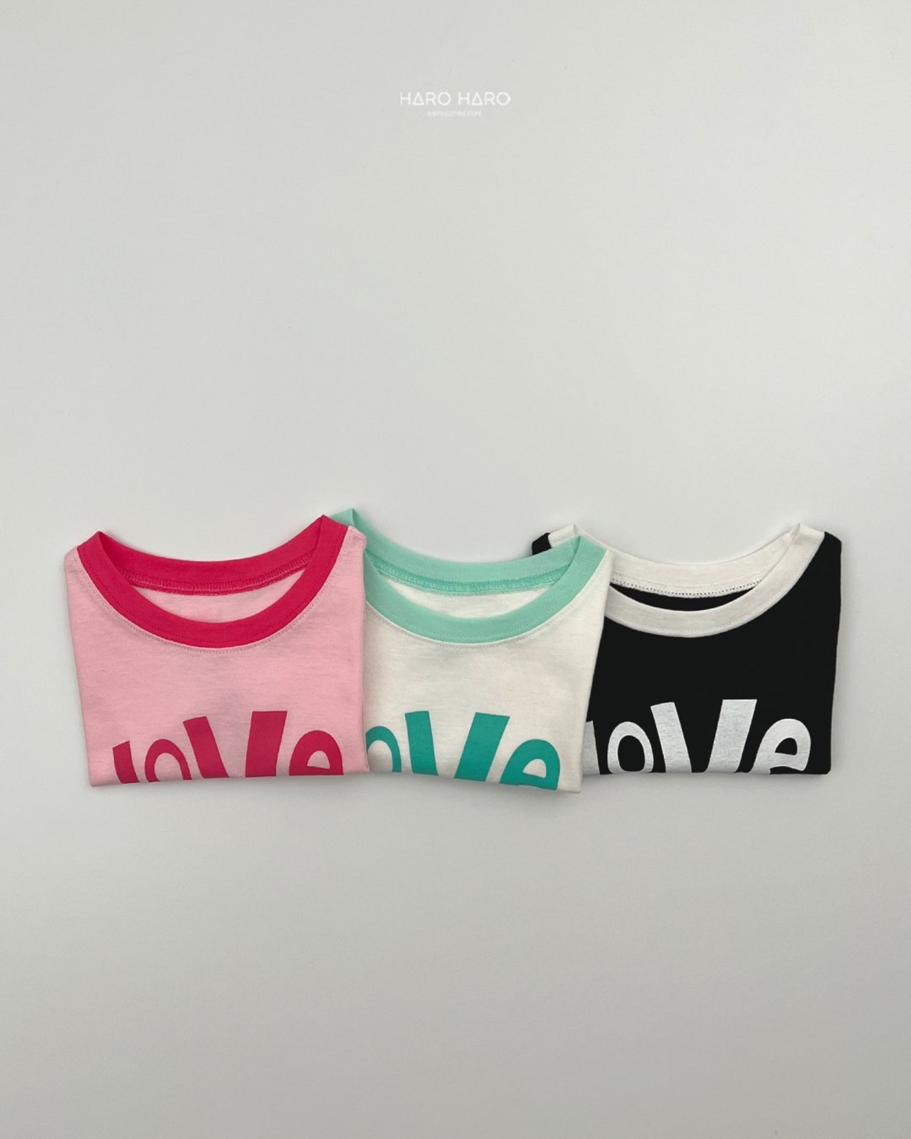 [HARO HARO] Love Color Block Tee (2XL/3XL/4XL) / [하로하로] 러브배색티 (2XL/3XL/4XL)