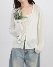 Button front v-neck knit cardigan L0141