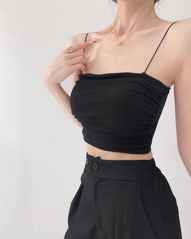 ギャザーキャミソールショートトップス　S24601