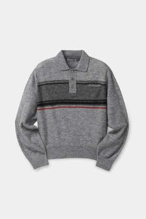 [COOR] Alpaca Blend Stripe Polo Sweater (Melange Gray) 正規品 韓国ブランド 韓国通販 韓国代行 韓国ファッション クール クーア クアー 日本 店舗